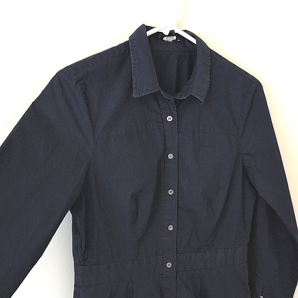 J. Crew Women's 100% Cotton Midi Shirt Dress Navy Blue Size 8 Classic Preppy - Picture 5 of 8